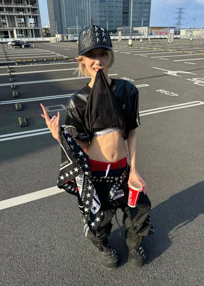 Collection Code-Stars Leather Mesh cap