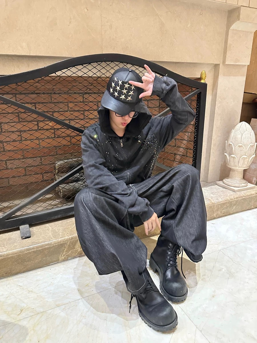 Collection Code-Stars Leather Mesh cap