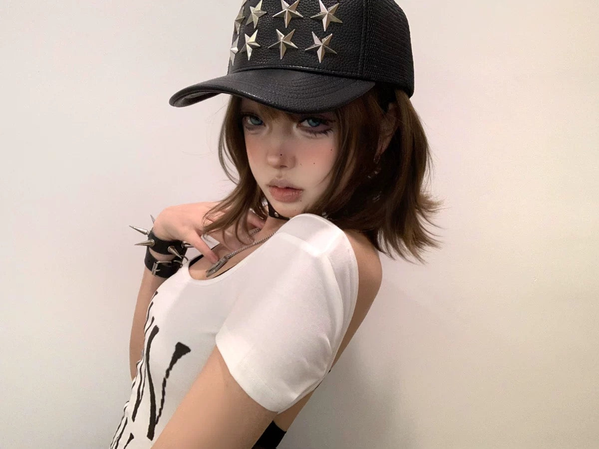 Collection Code-Stars Leather Mesh cap