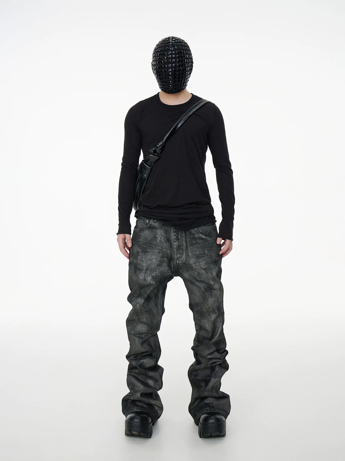 Collection Black Stone Coated Denim Pants
