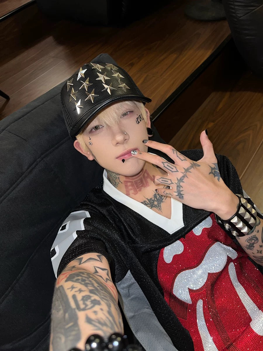 Collection Code-Stars Leather Mesh cap