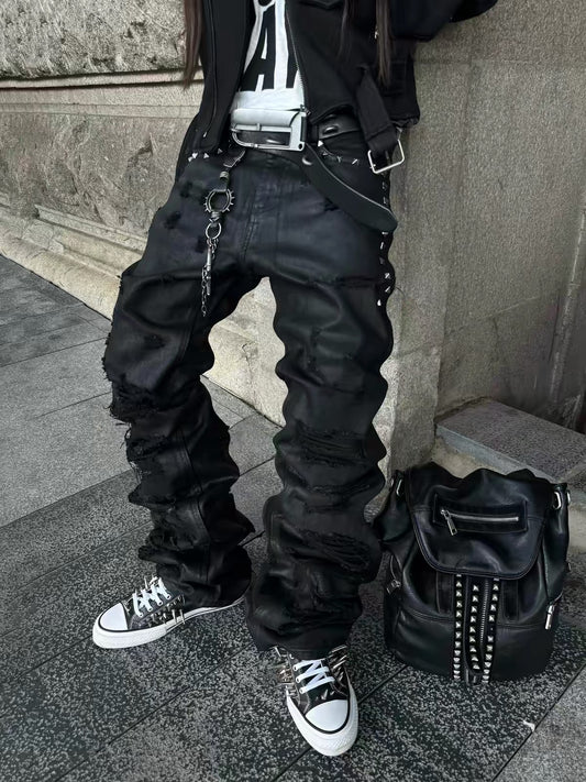 Devil Destroy it Leather waxed denim