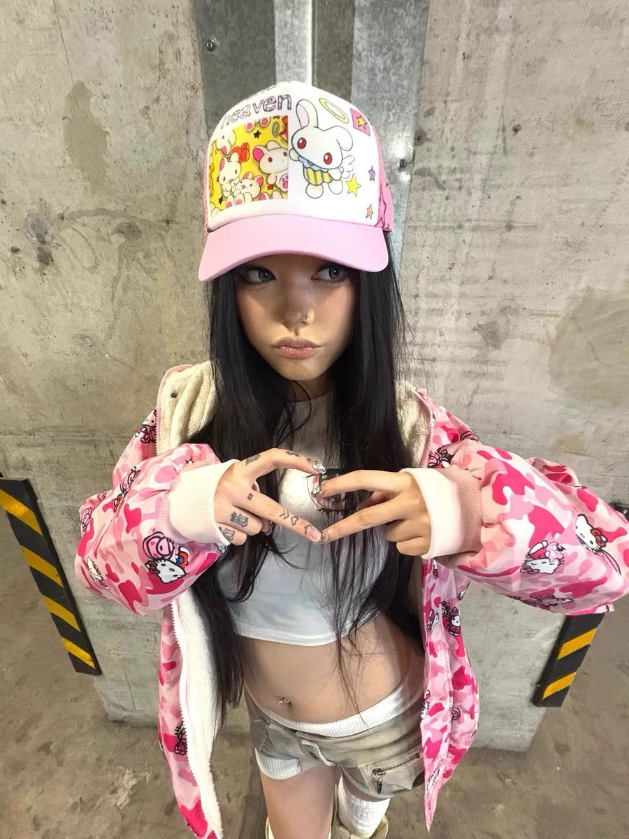 BlackBerry Pink angel bunny hat