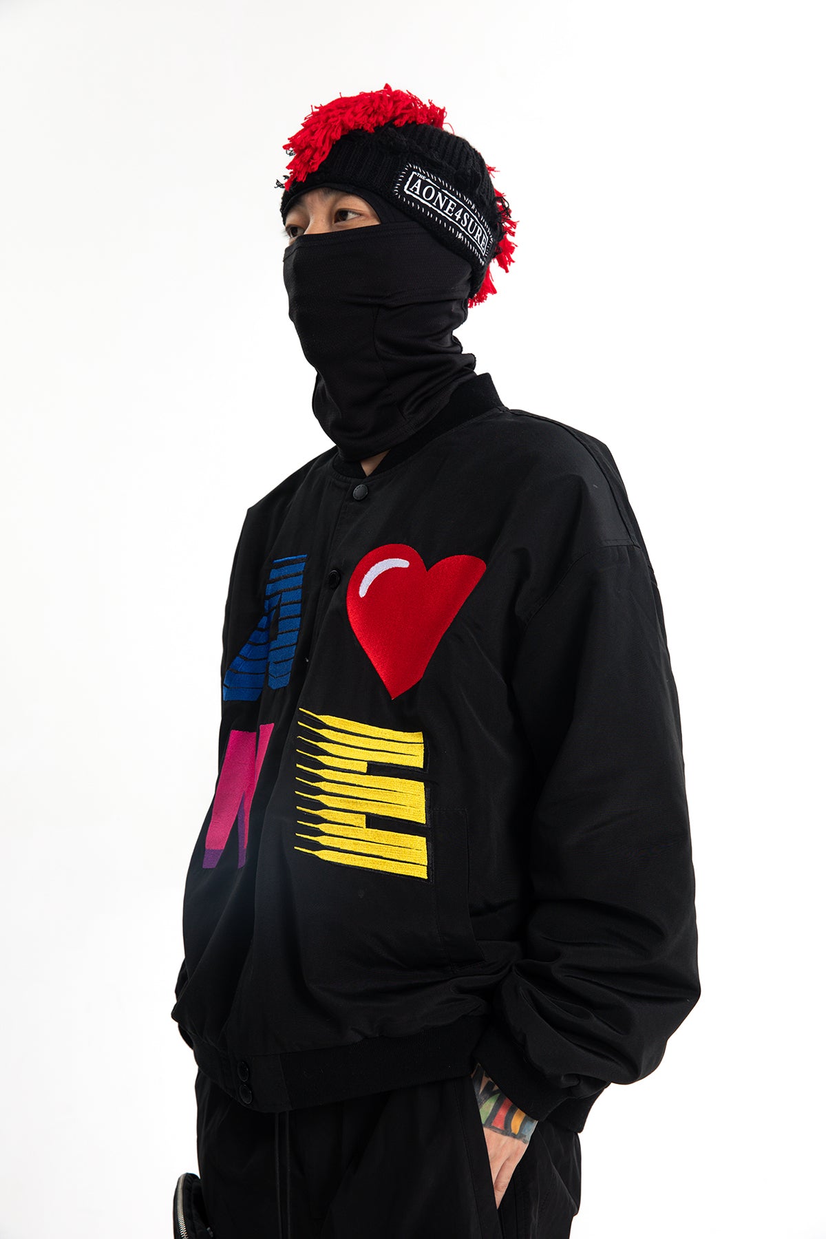AONE4SURE Embroidery Logo Bomber Jacket