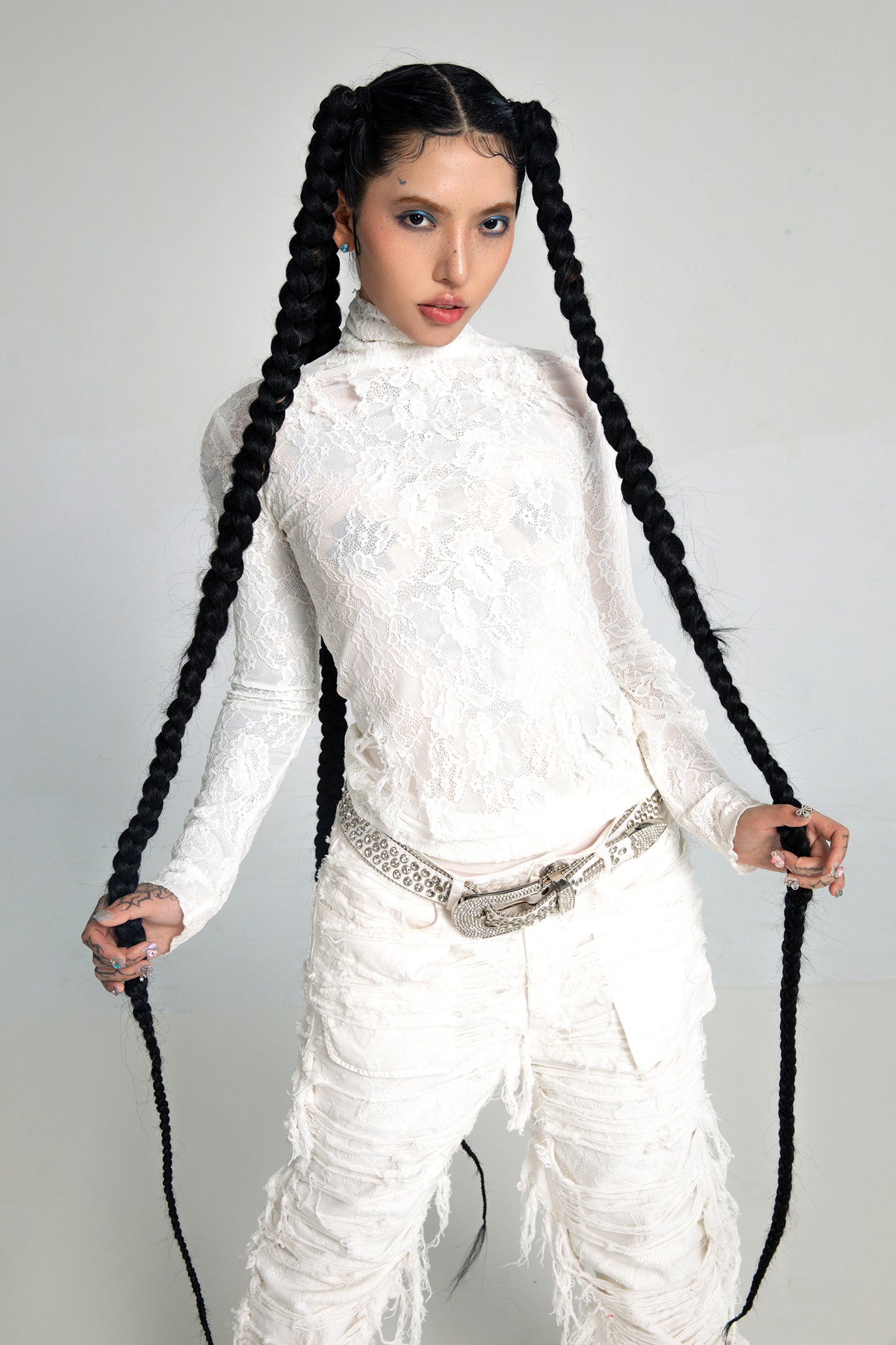 AONE4SURE x ILOVEUIHATEU White Lace Long Sleeve