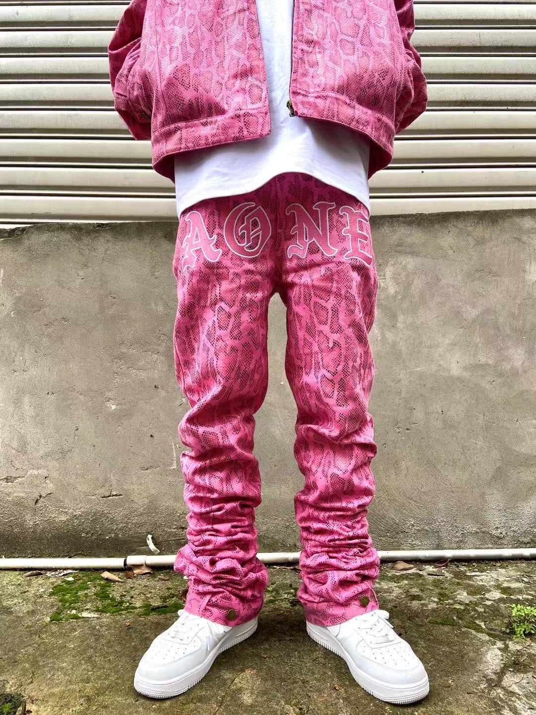 AONE4SURE Pink Snake Slatt Pants L-