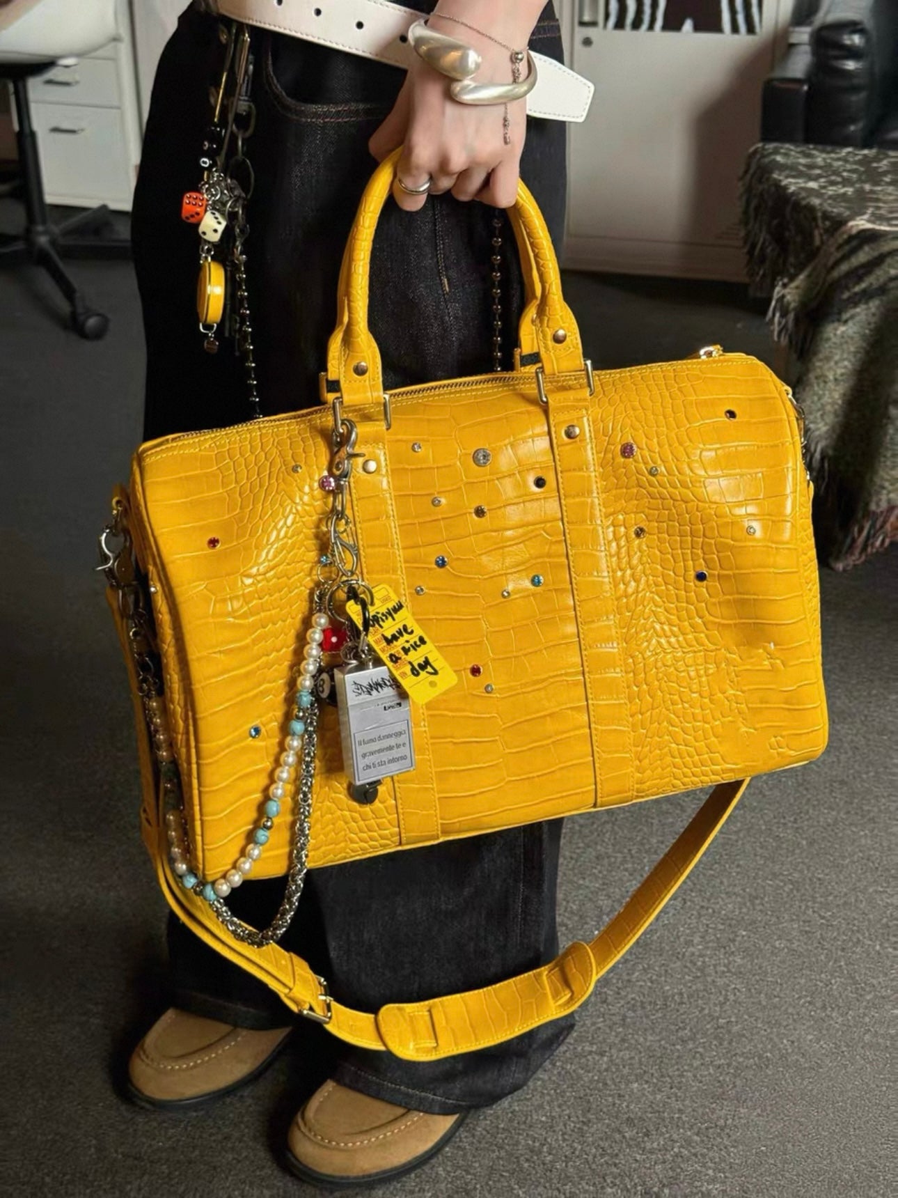 Collection Yellow PU leather Tote bag