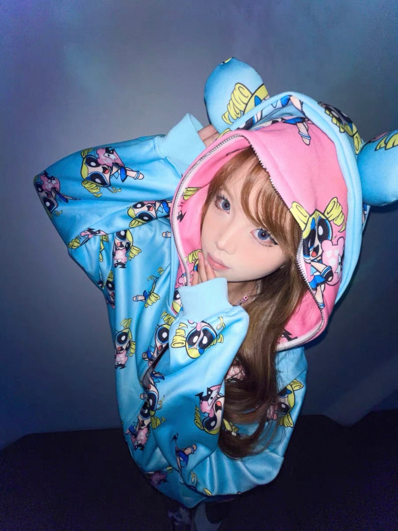 Blackberry powerpuff girs zip-up hoodie