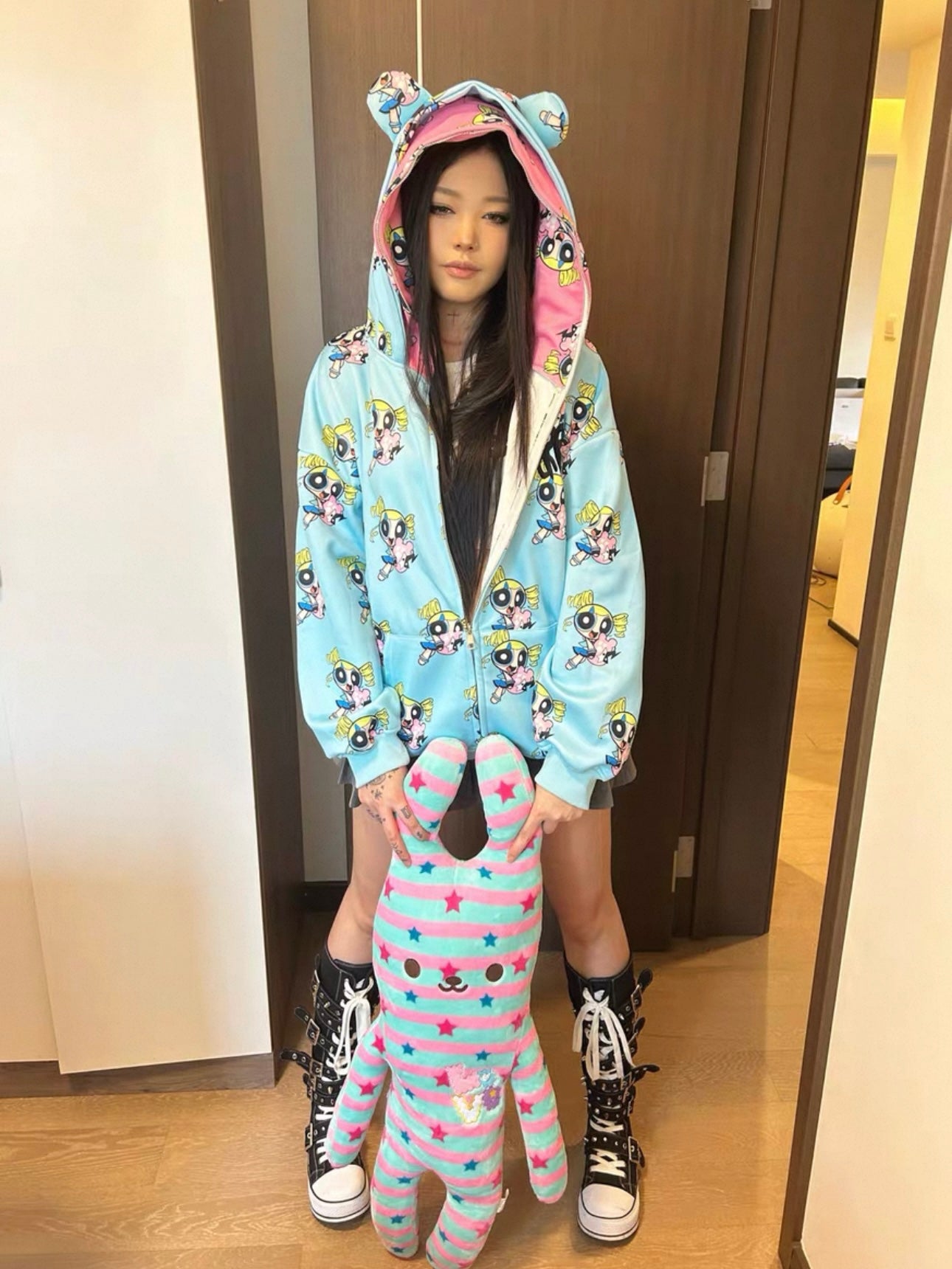 Blackberry powerpuff girs zip-up hoodie