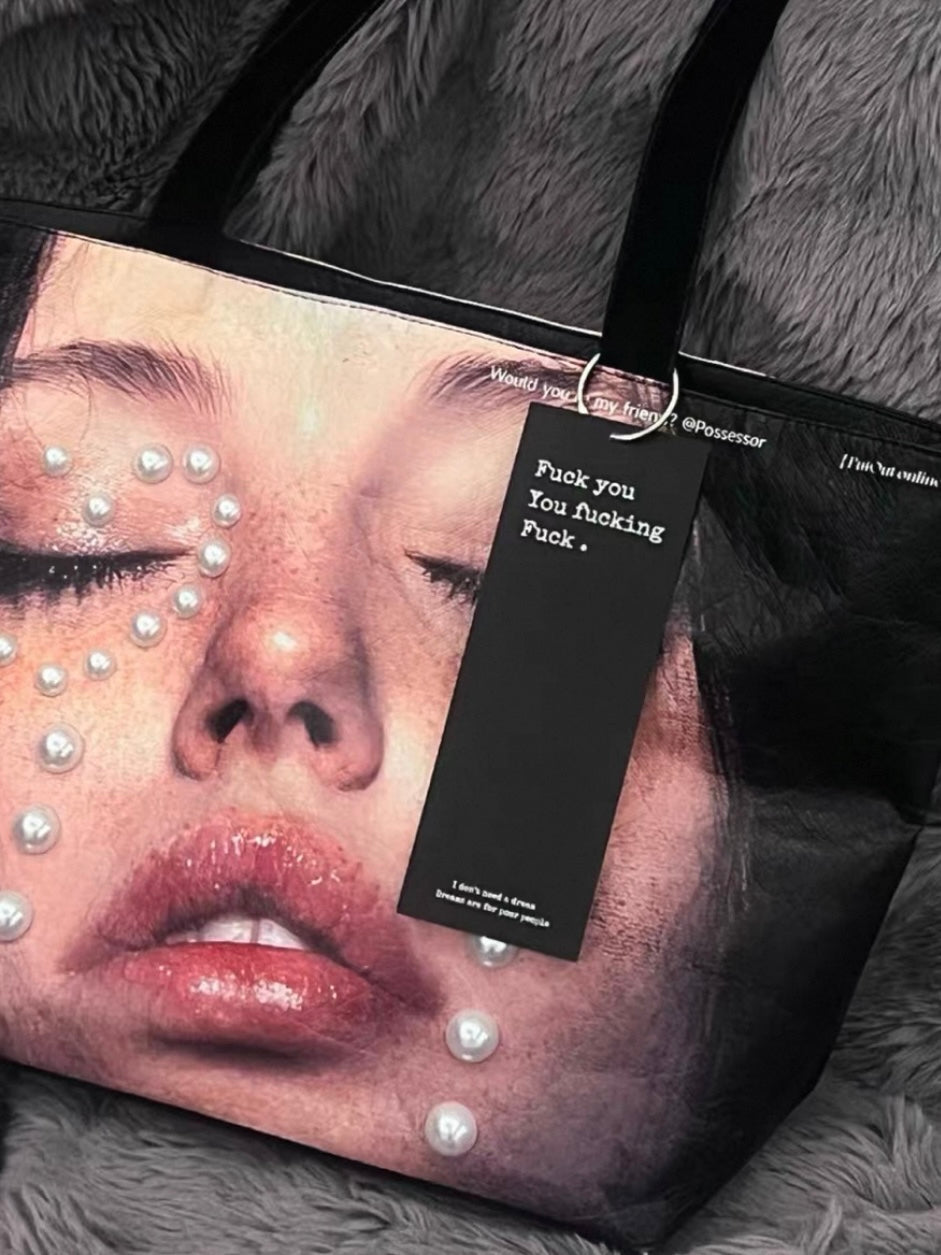 Collection Pearl tears print Tote bag