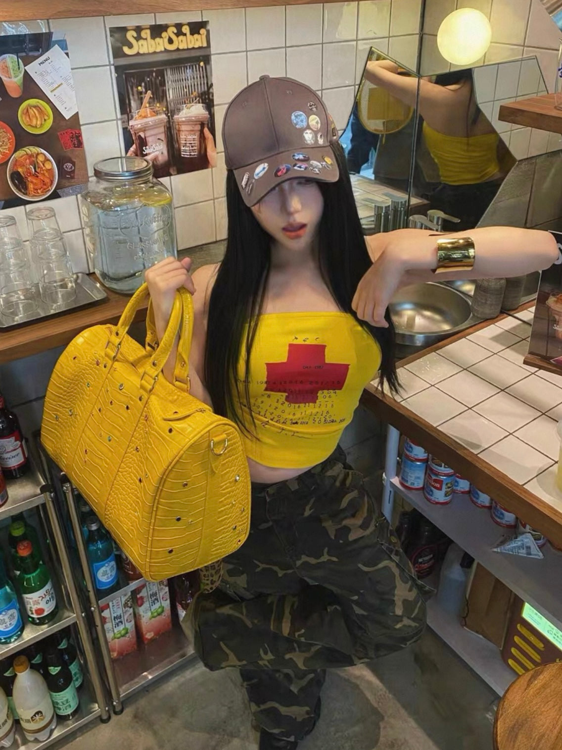 Collection Yellow PU leather Tote bag