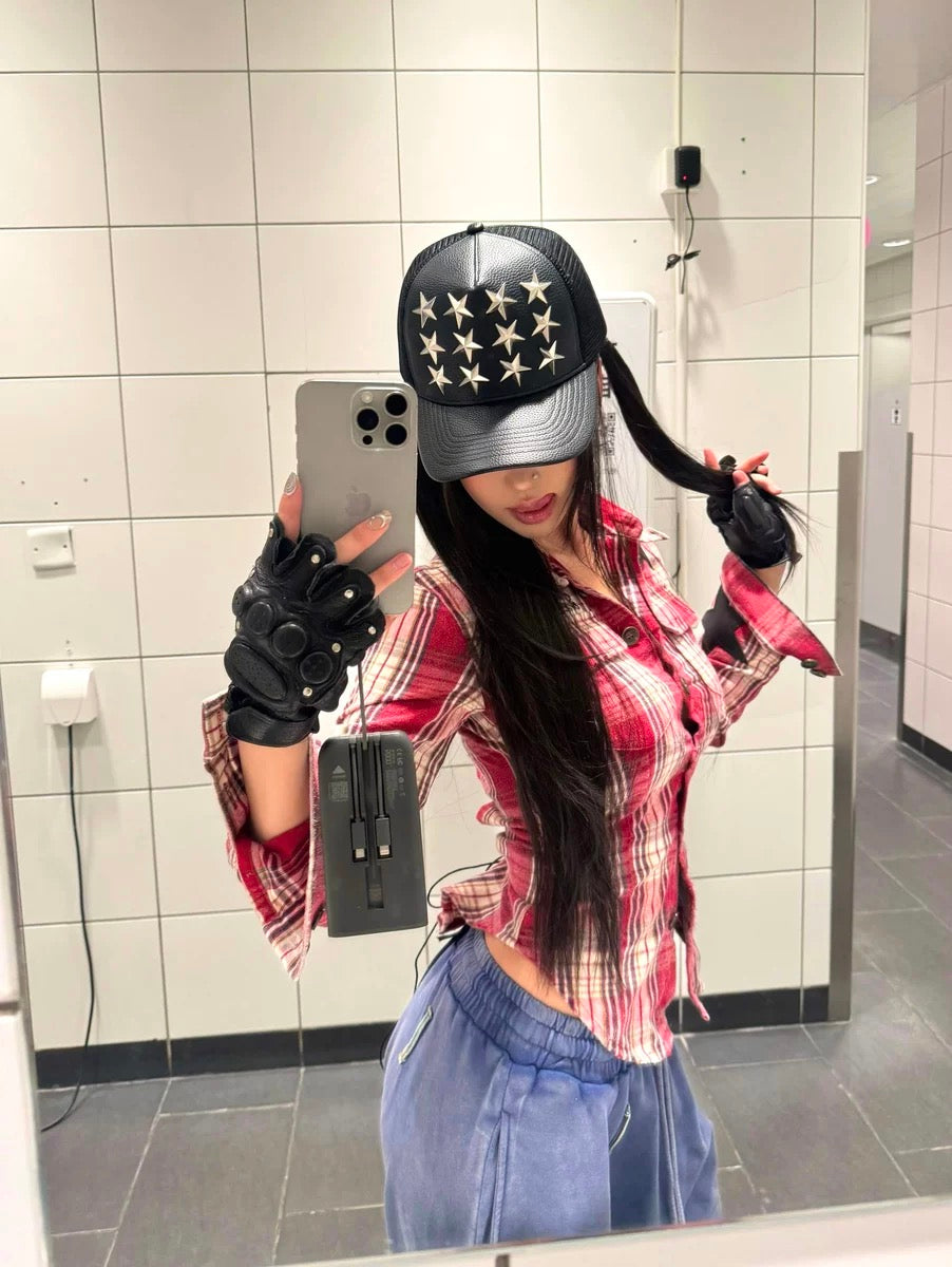 Collection Code-Stars Leather Mesh cap