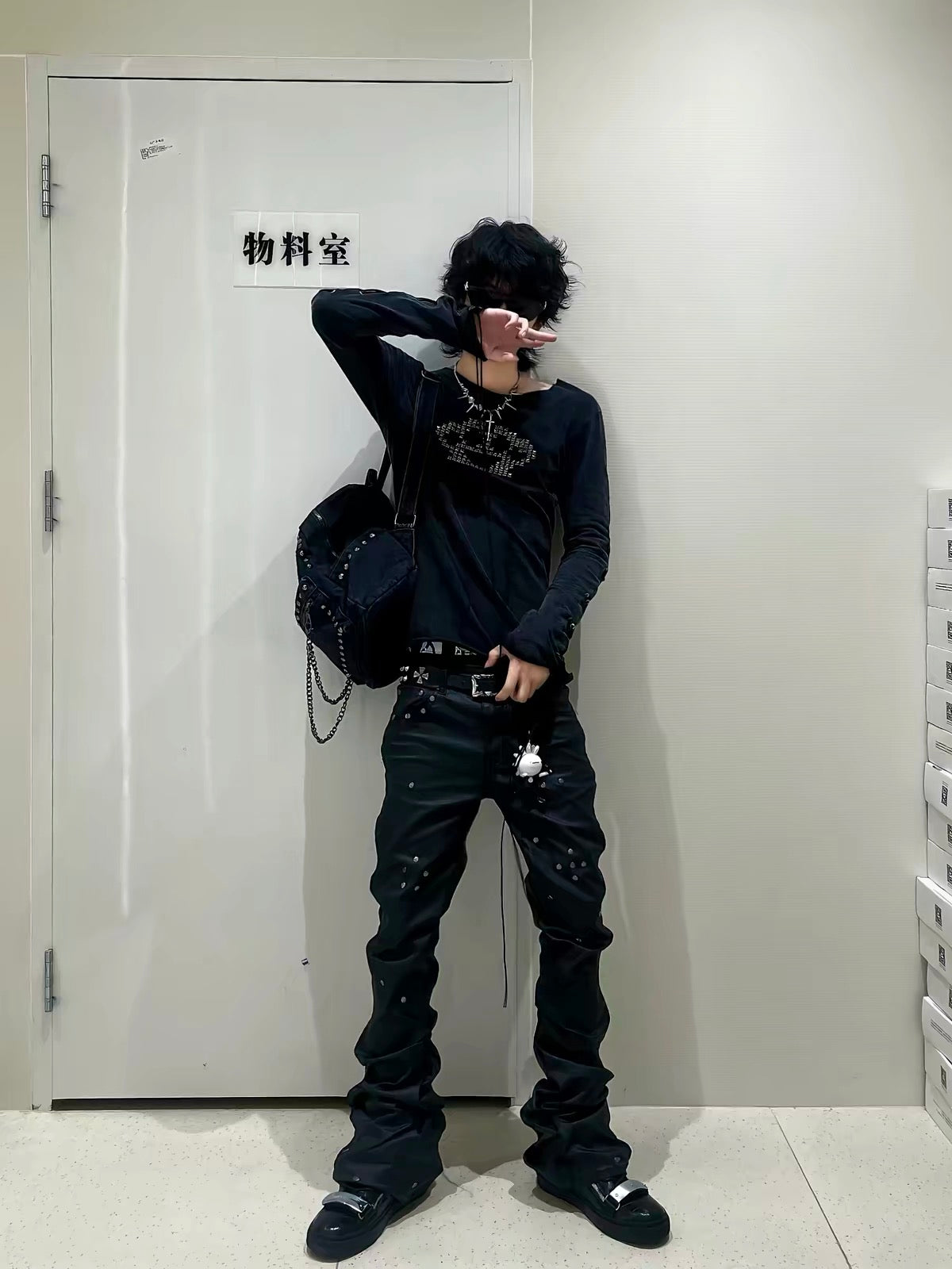 Leather Hunter boot-cut pants
