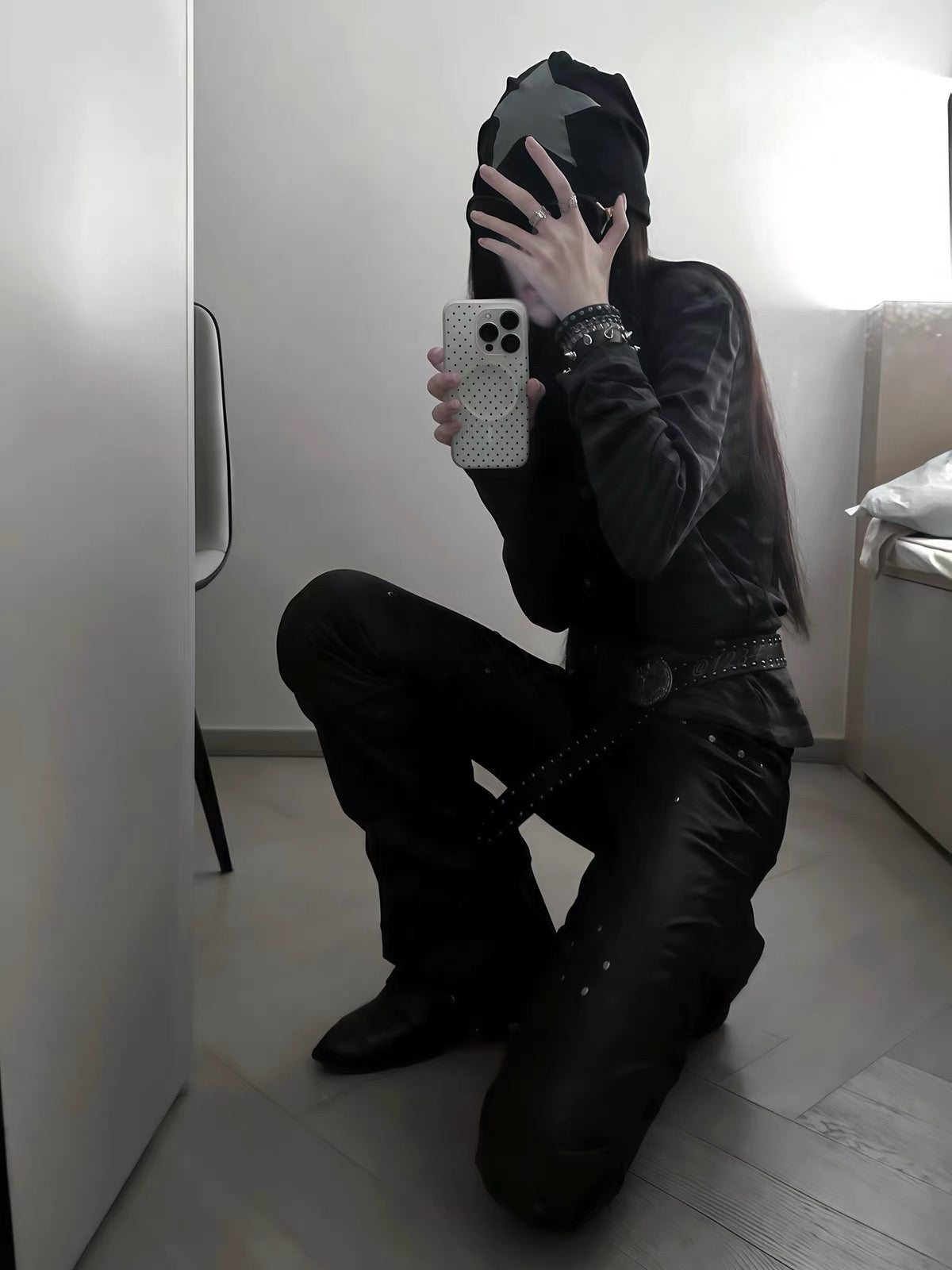 Leather Hunter boot-cut pants