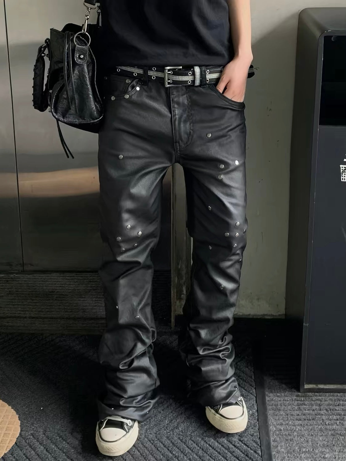 Leather Hunter boot-cut pants