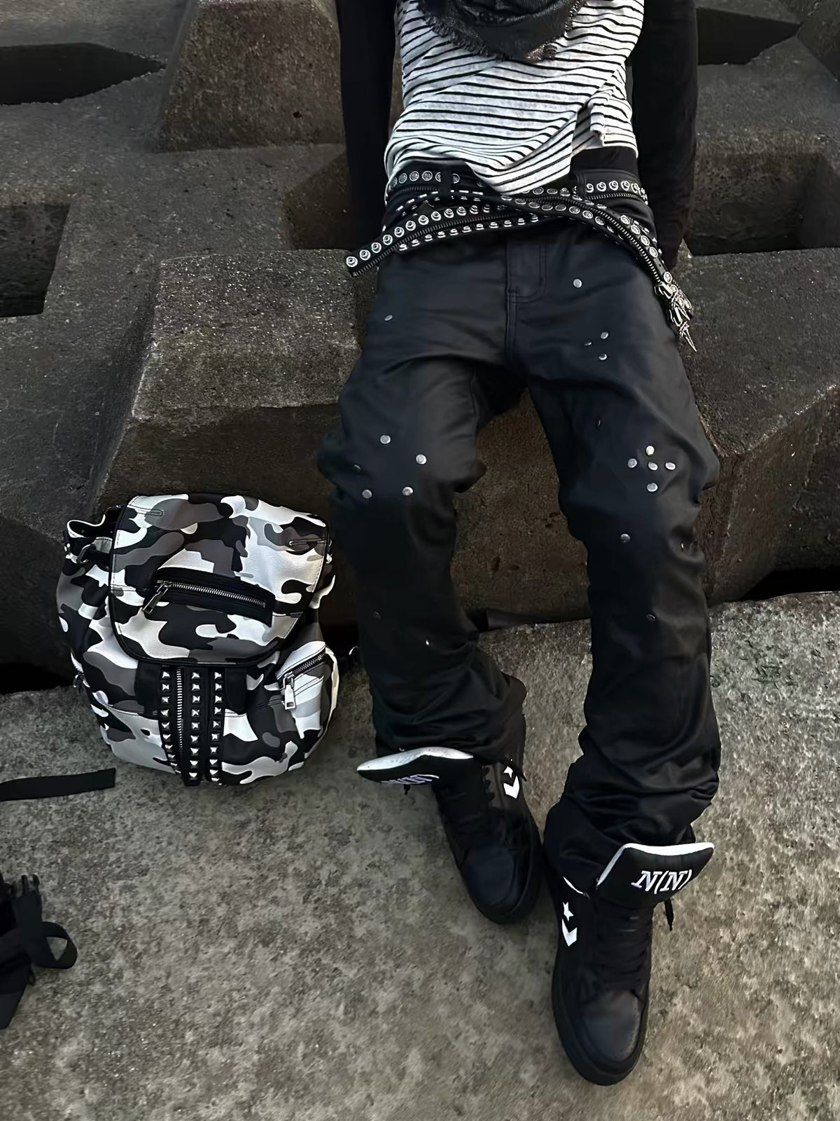 Leather Hunter boot-cut pants