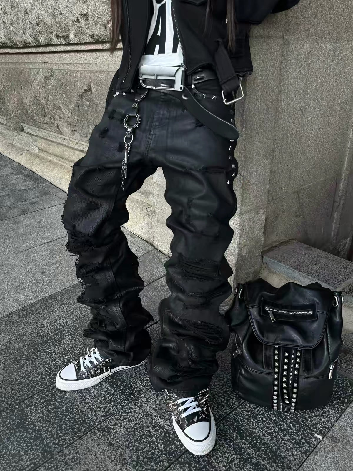 Devil Destroy it Leather waxed denim