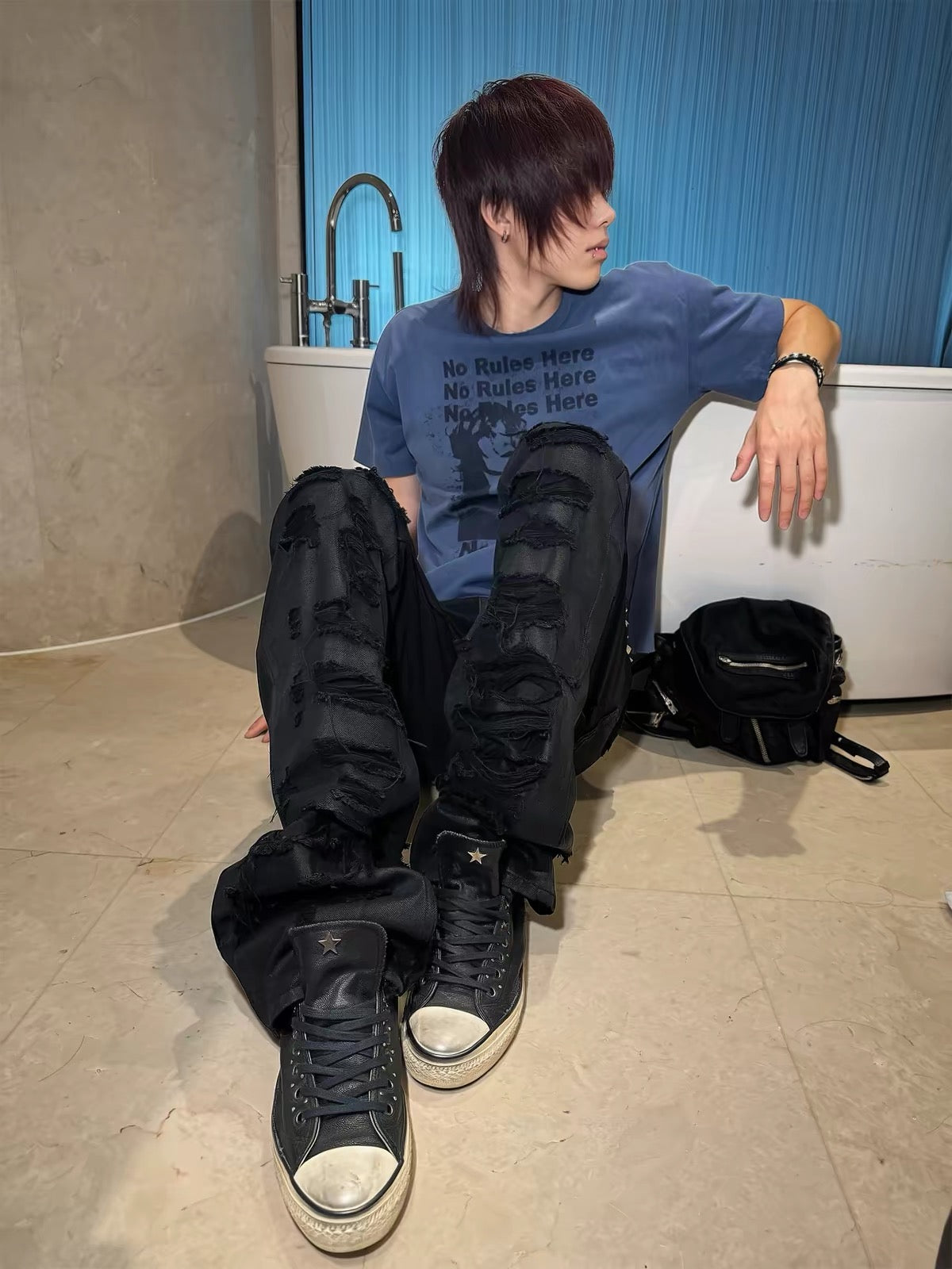 Devil Destroy it Leather waxed denim