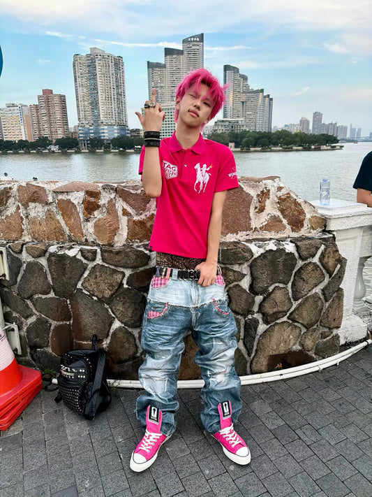 the Pink Plaid double denim