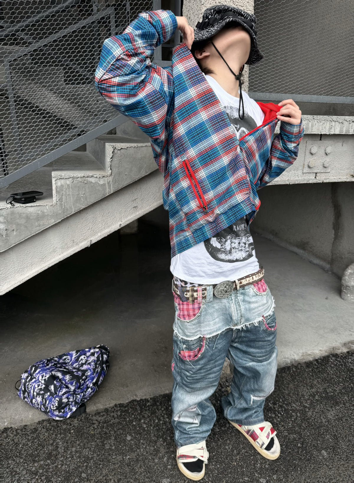 the Pink Plaid double denim