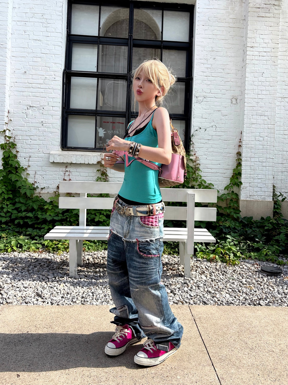 the Pink Plaid double denim
