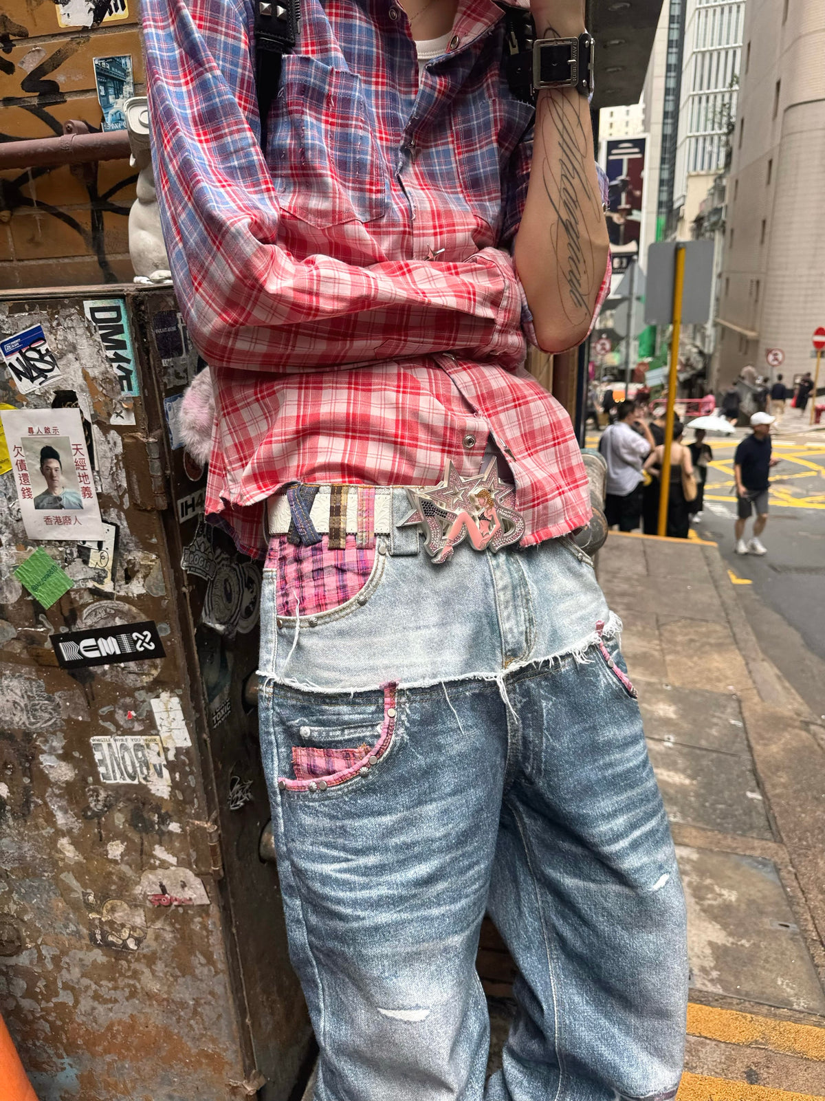 the Pink Plaid double denim
