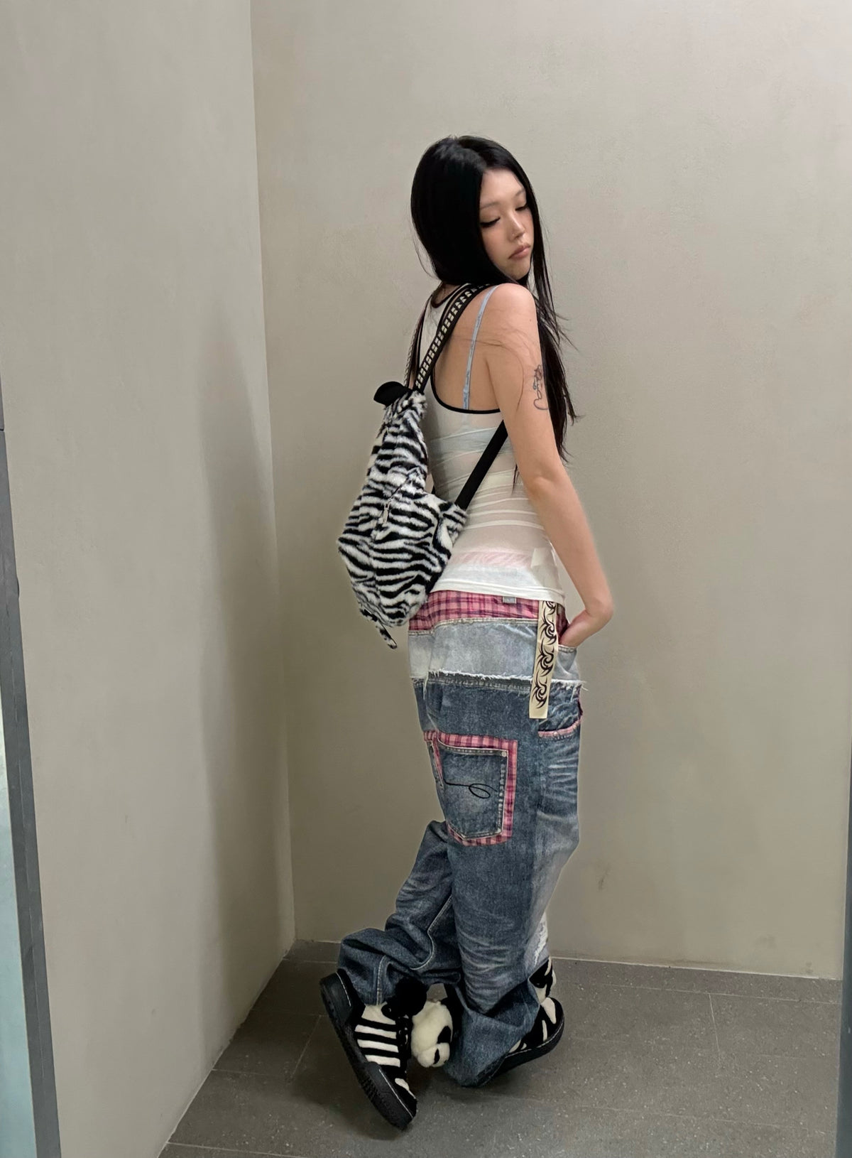the Pink Plaid double denim