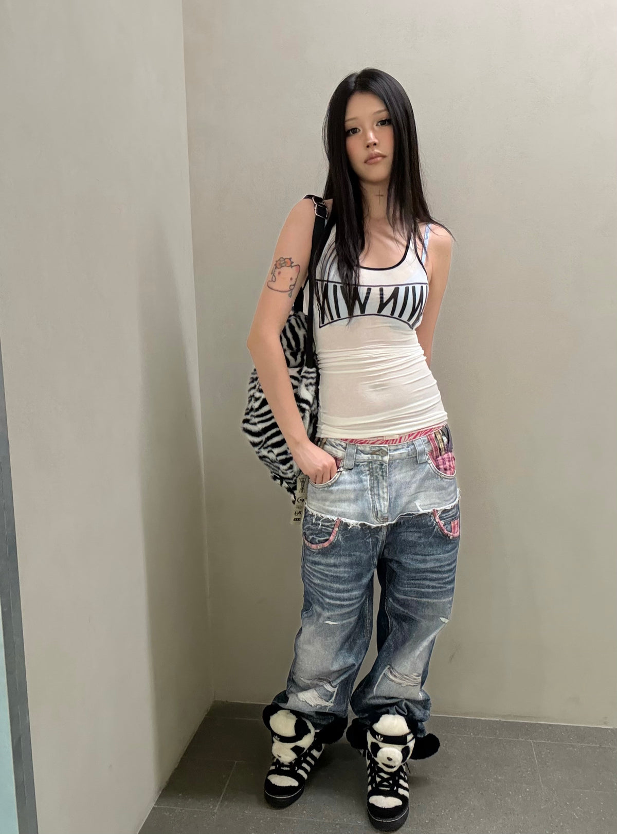 the Pink Plaid double denim