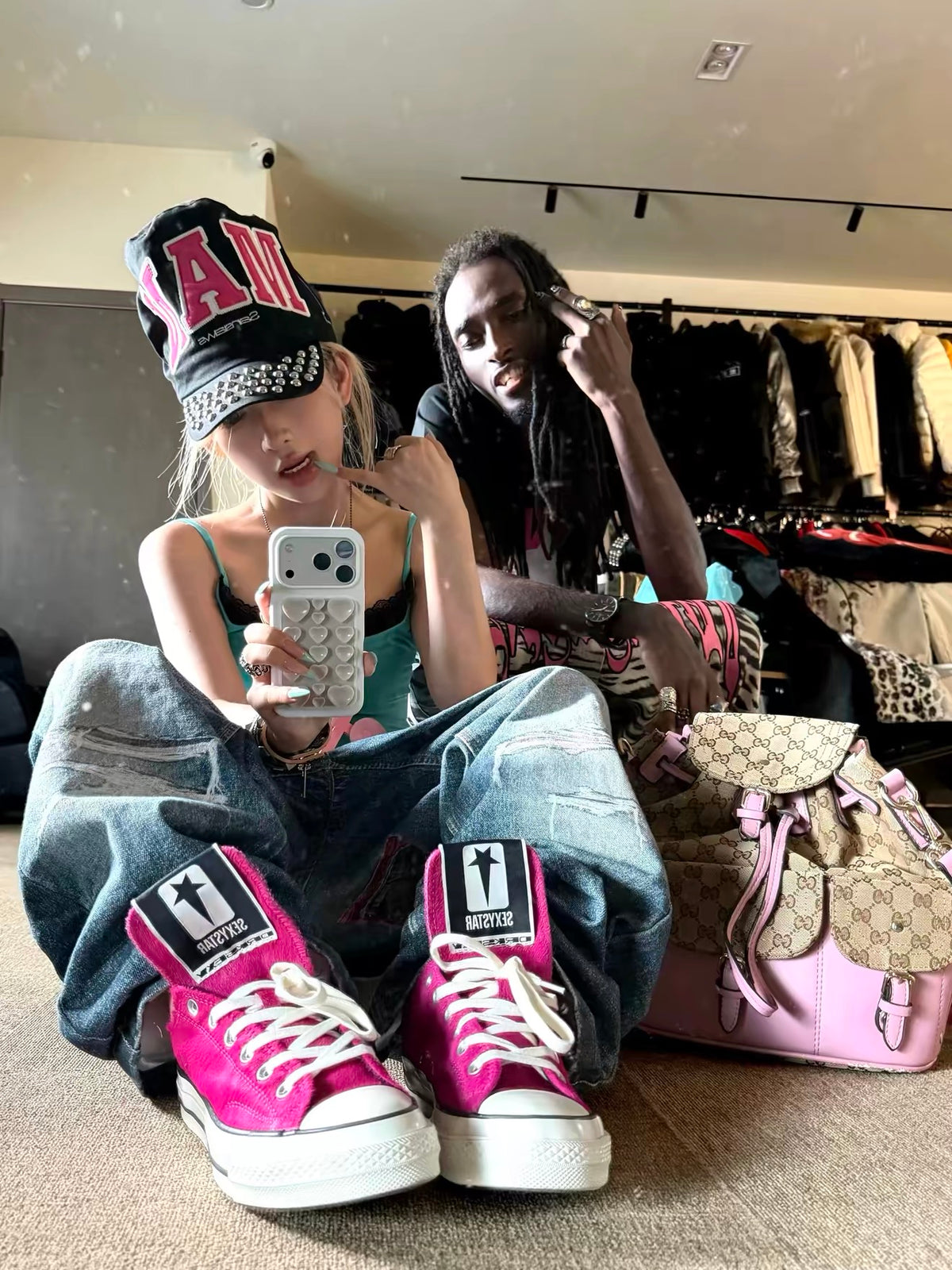 the Pink Plaid double denim