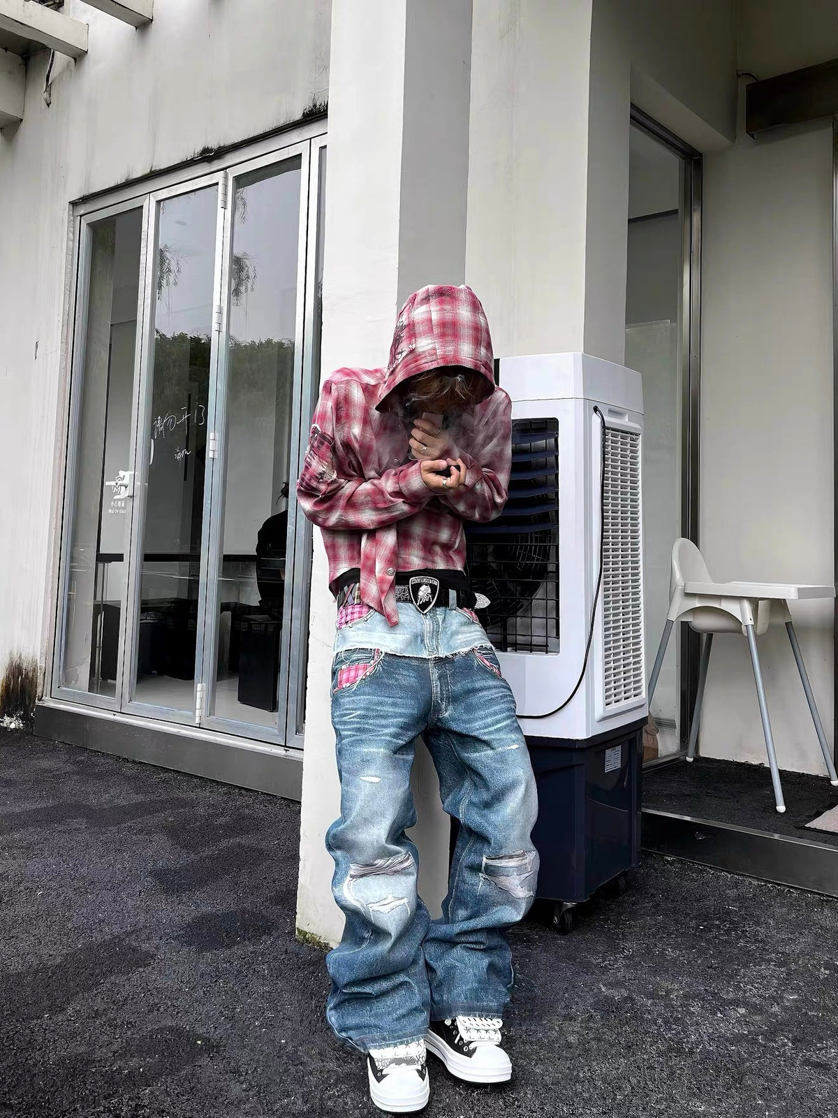 the Pink Plaid double denim