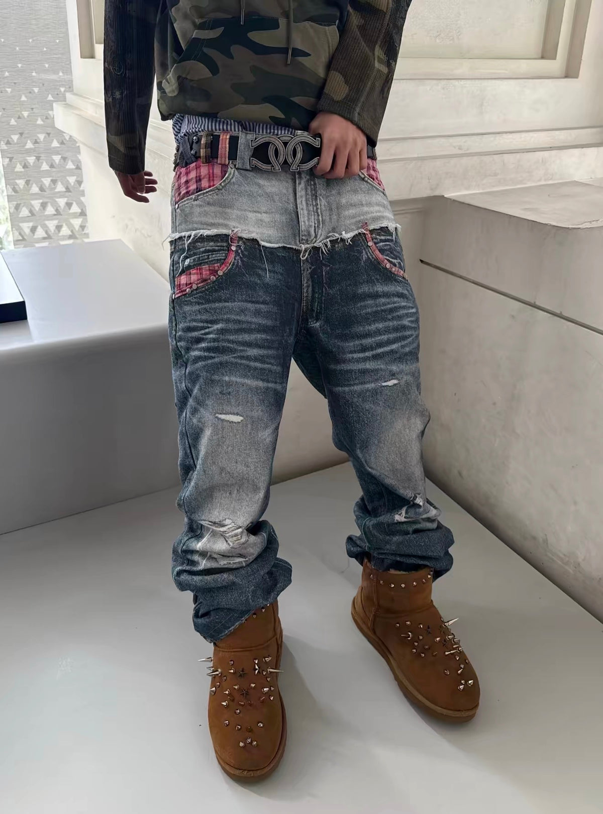 the Pink Plaid double denim