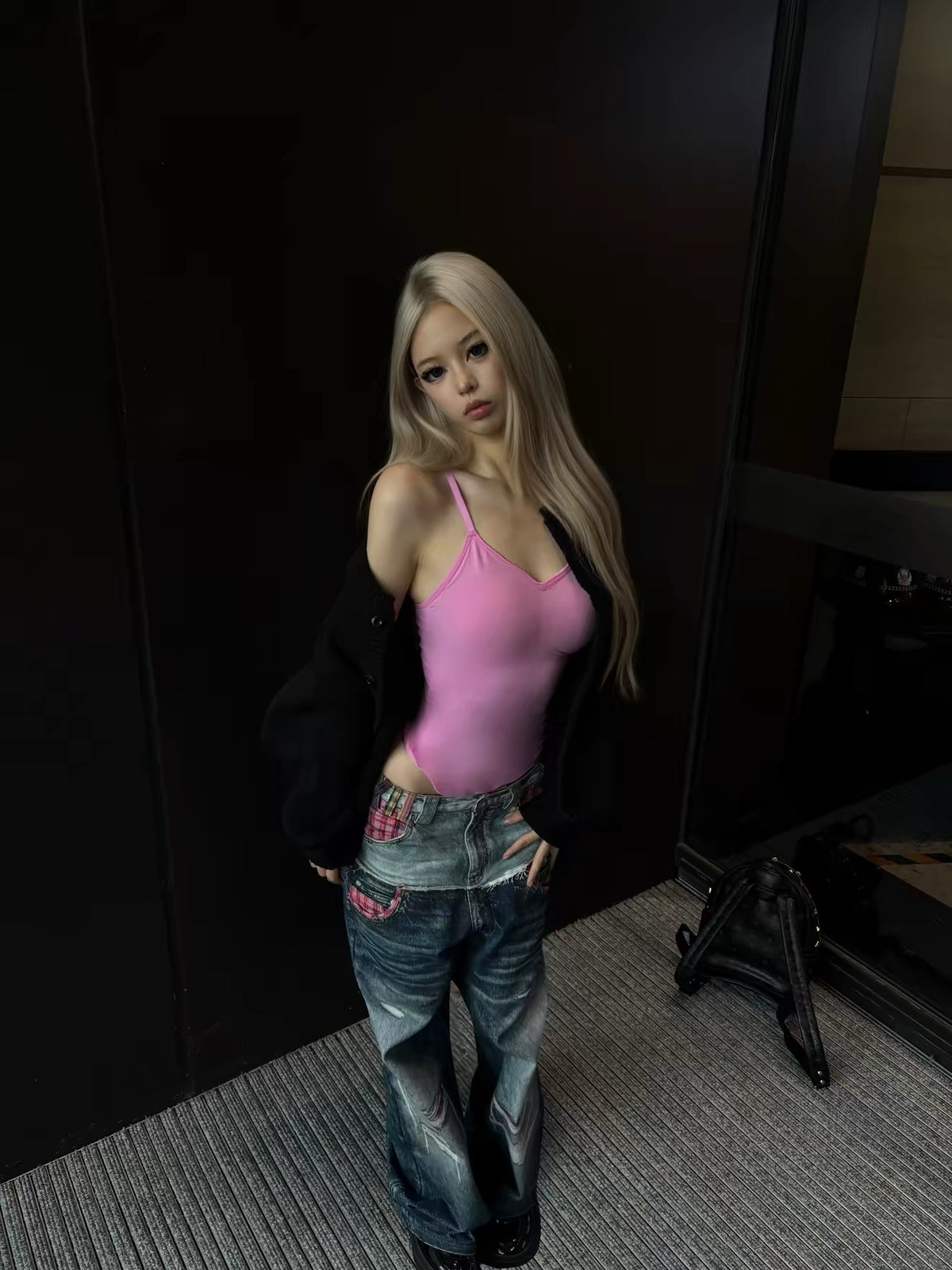 the Pink Plaid double denim