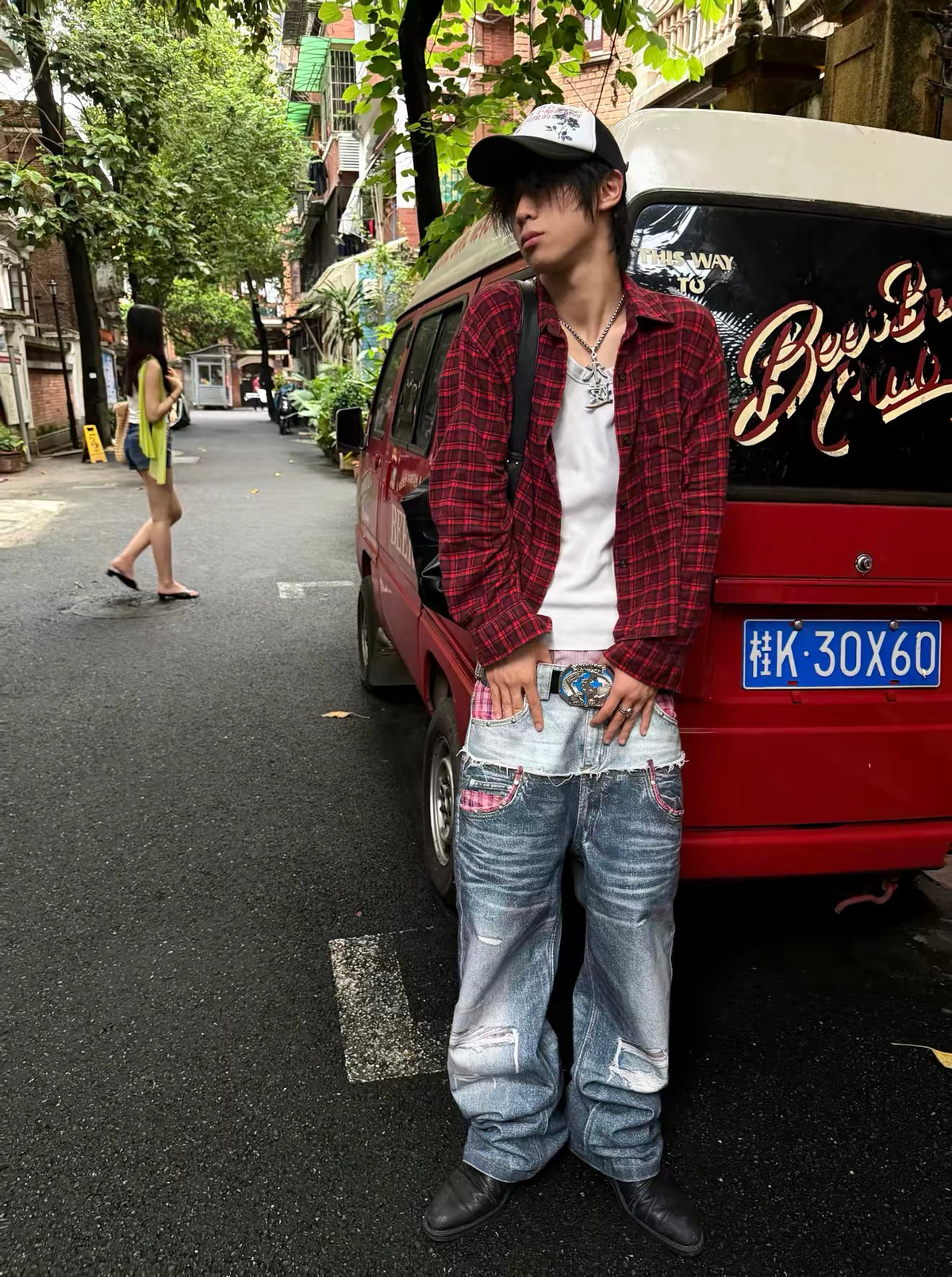 the Pink Plaid double denim