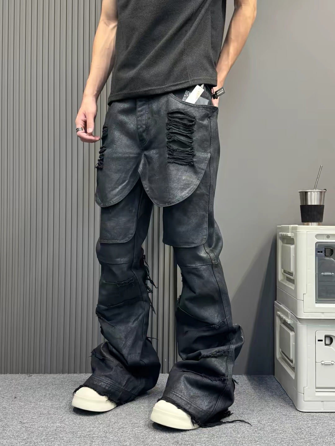 Devil Made Black Armour waxed denim