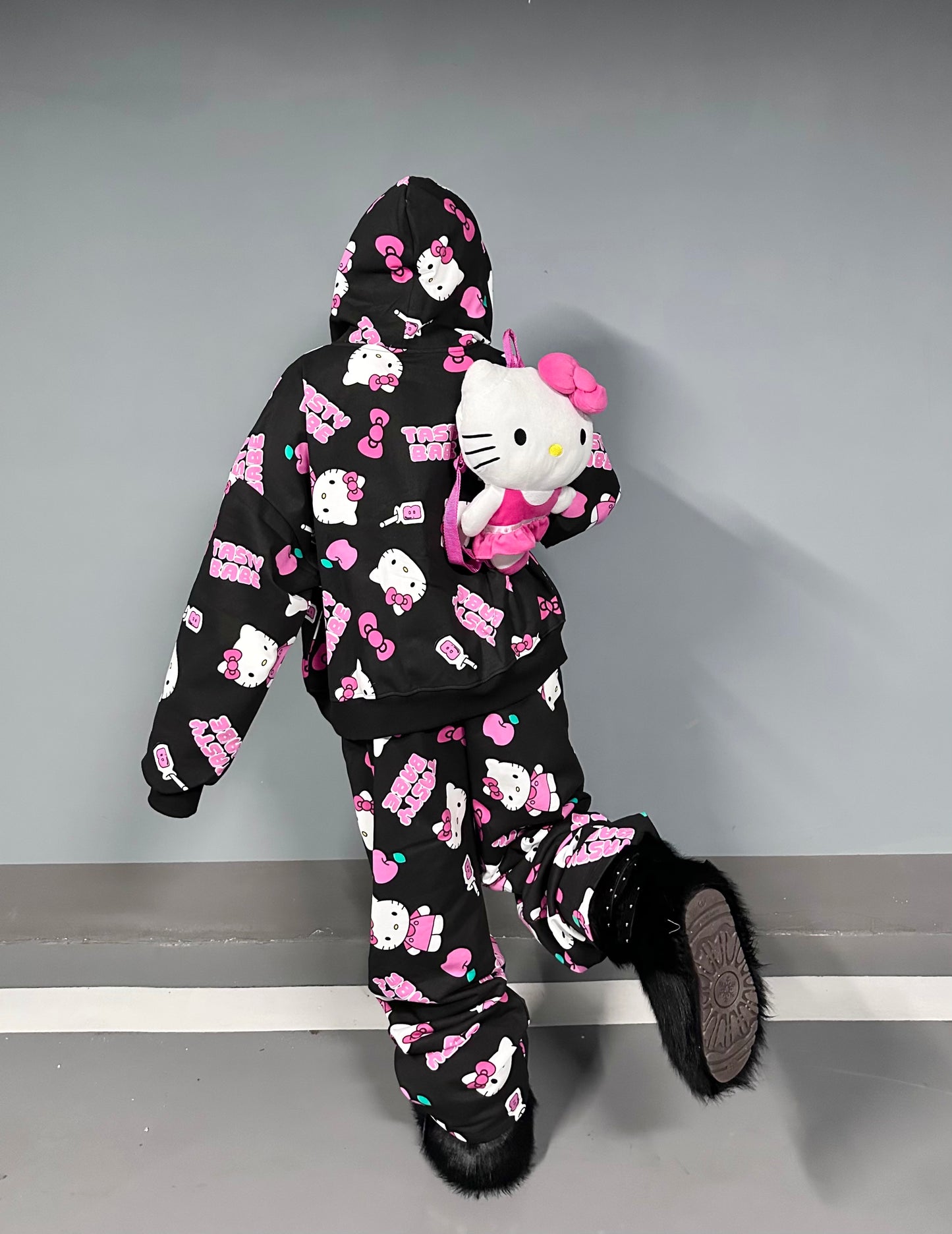 Tastykitty pink/black hoodie set