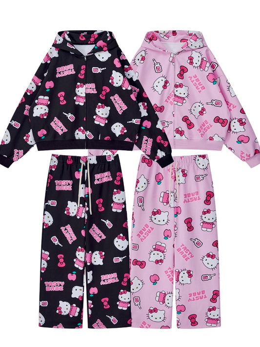 Tastykitty pink/black hoodie set