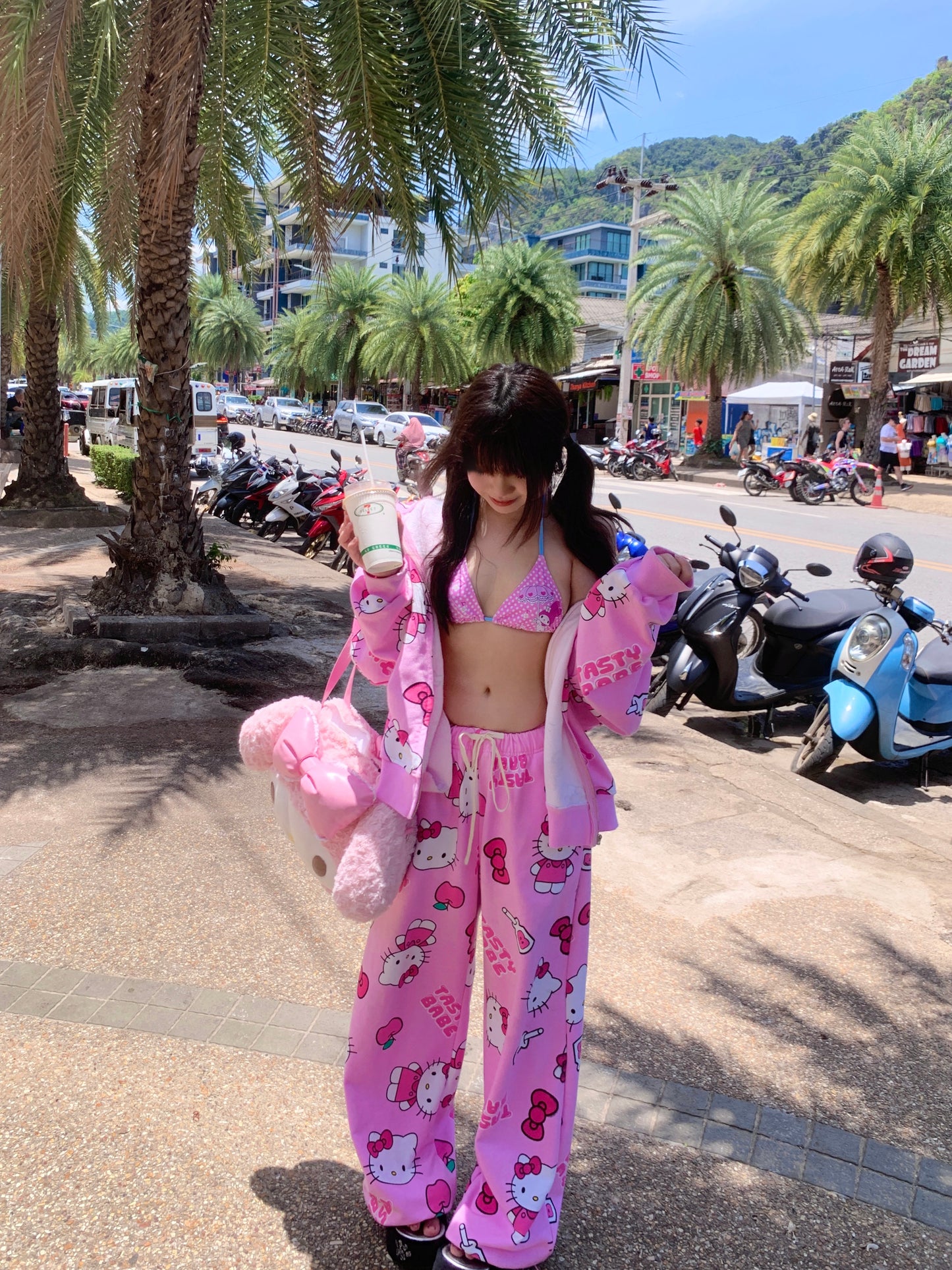 Tastykitty pink/black hoodie set