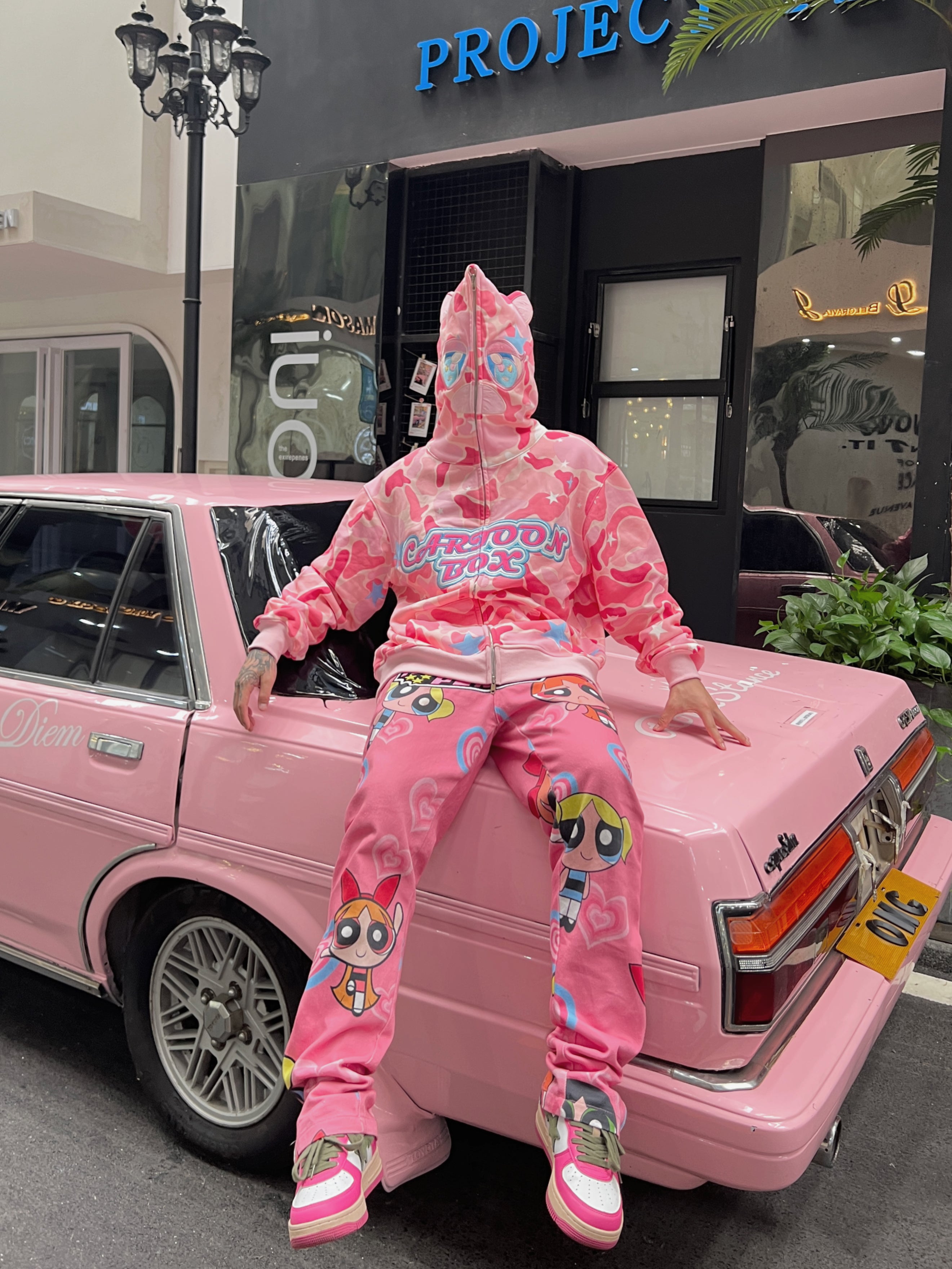 CARTOONBOXピンクpink ABC CAMOカモ柄 ショート丈 パーカーkeboz