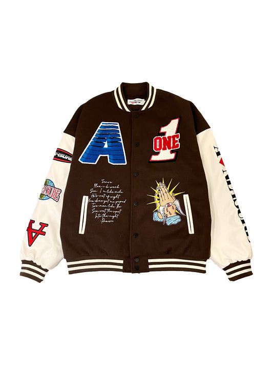 AONE4SURE Worldfamous Embroidery Varsity Jacket