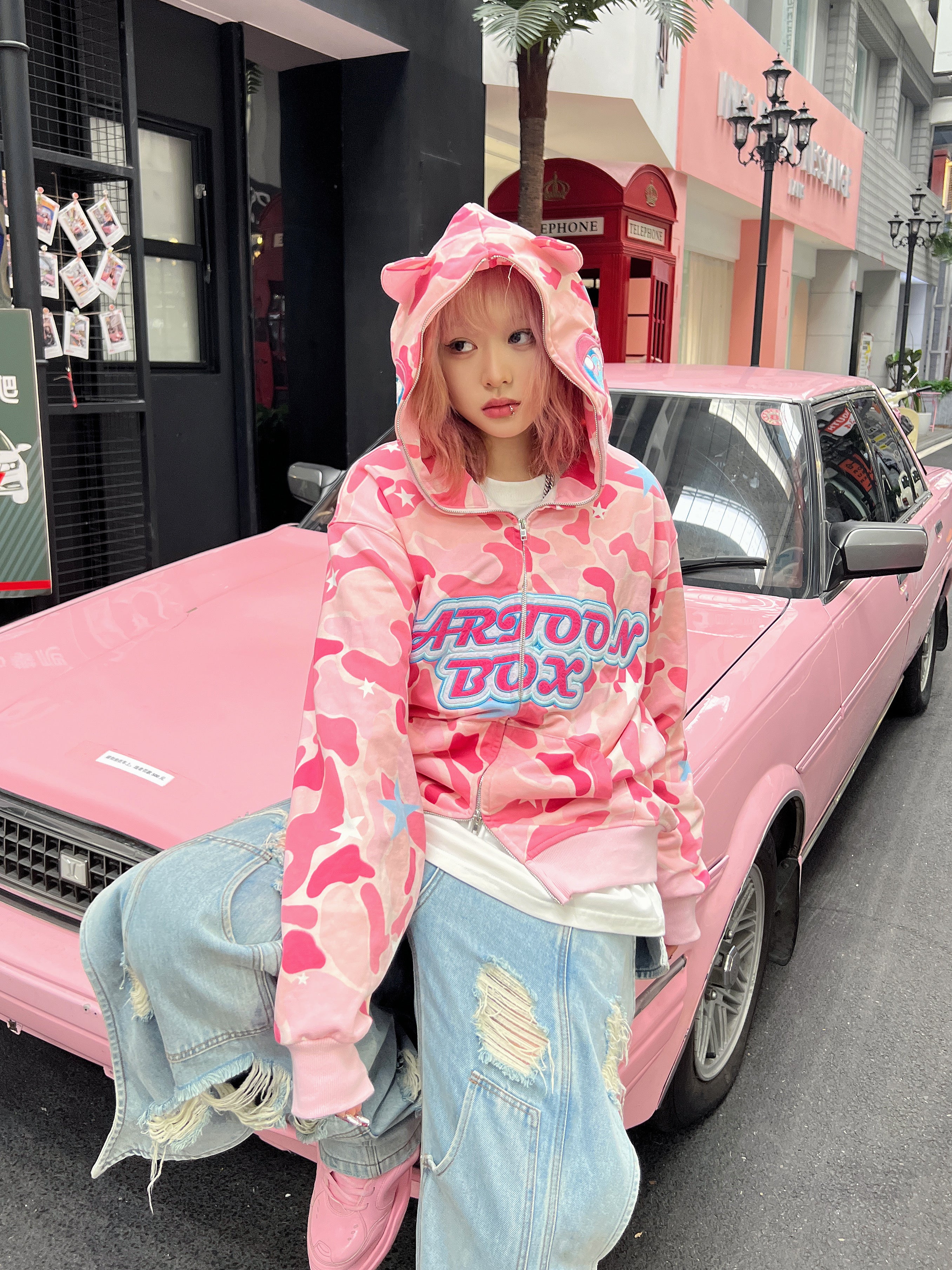 CartoonBox Pink Camo Hoodie – AONE4SURE