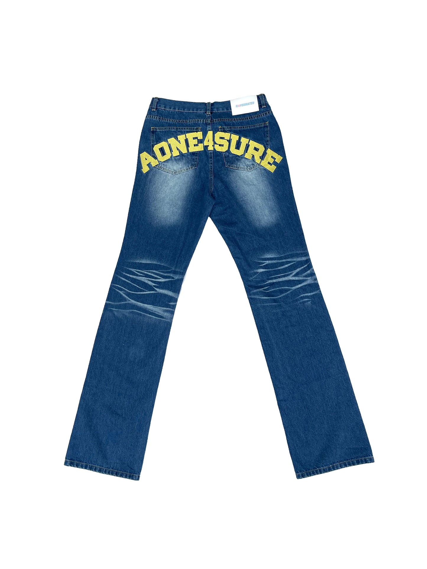 AONE4SURE Embroidery Logo Blue Denim Jeans